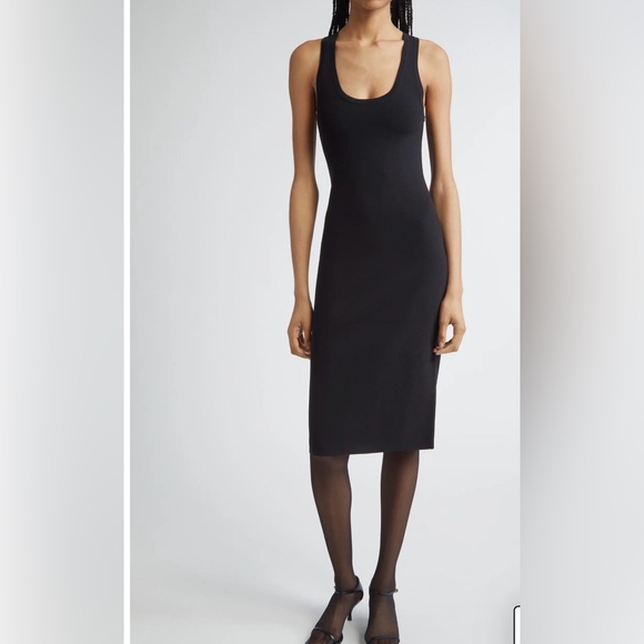 H&M Black Ribbed Midi Dress Size XL NWT - Picture 1 of 8